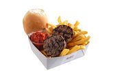VEAL MEATBALS – MENU (2 meatbals from 100% veal with French fries, homemade “Ljutenitsa” and bun)